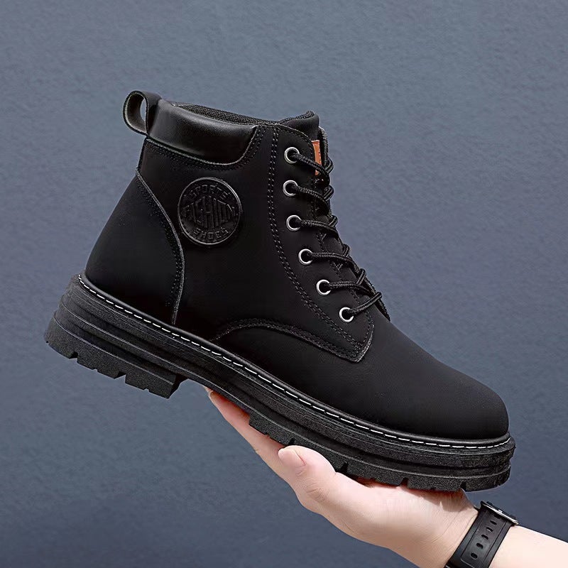 Couple'S Yellow Martin Boots Autumn British Style Vintage Mid-Top Workwear Boots High-Top Outdoor Shoes Thick Sole - Image 3